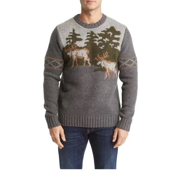 Schott Moose Motif Crew Neck Sweater Men’s Medium - Picture 1 of 10